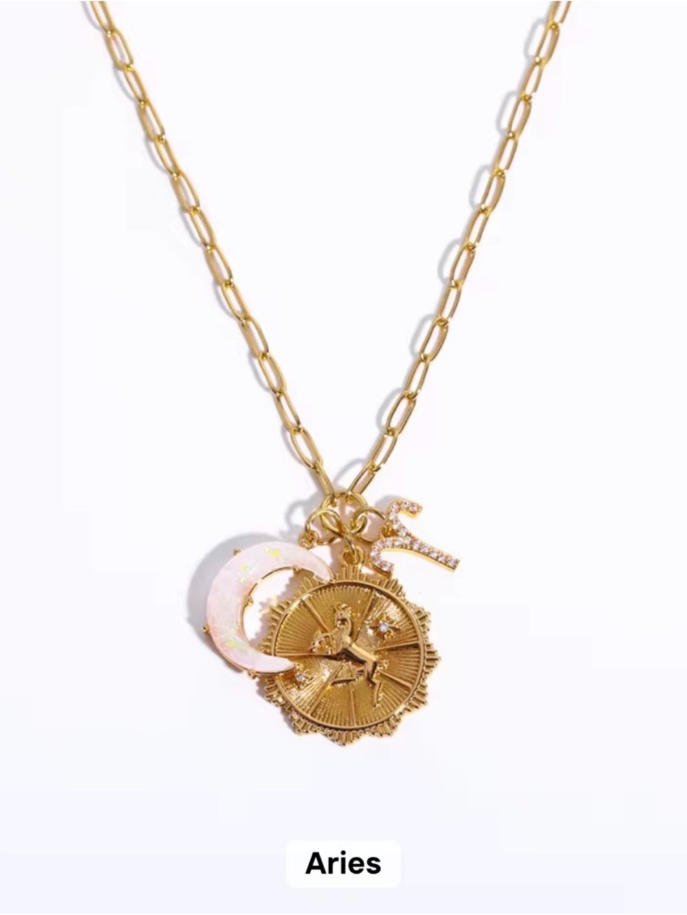 Gold Zodiac Coin Necklace (Pick 1) - Picture 3 of 10